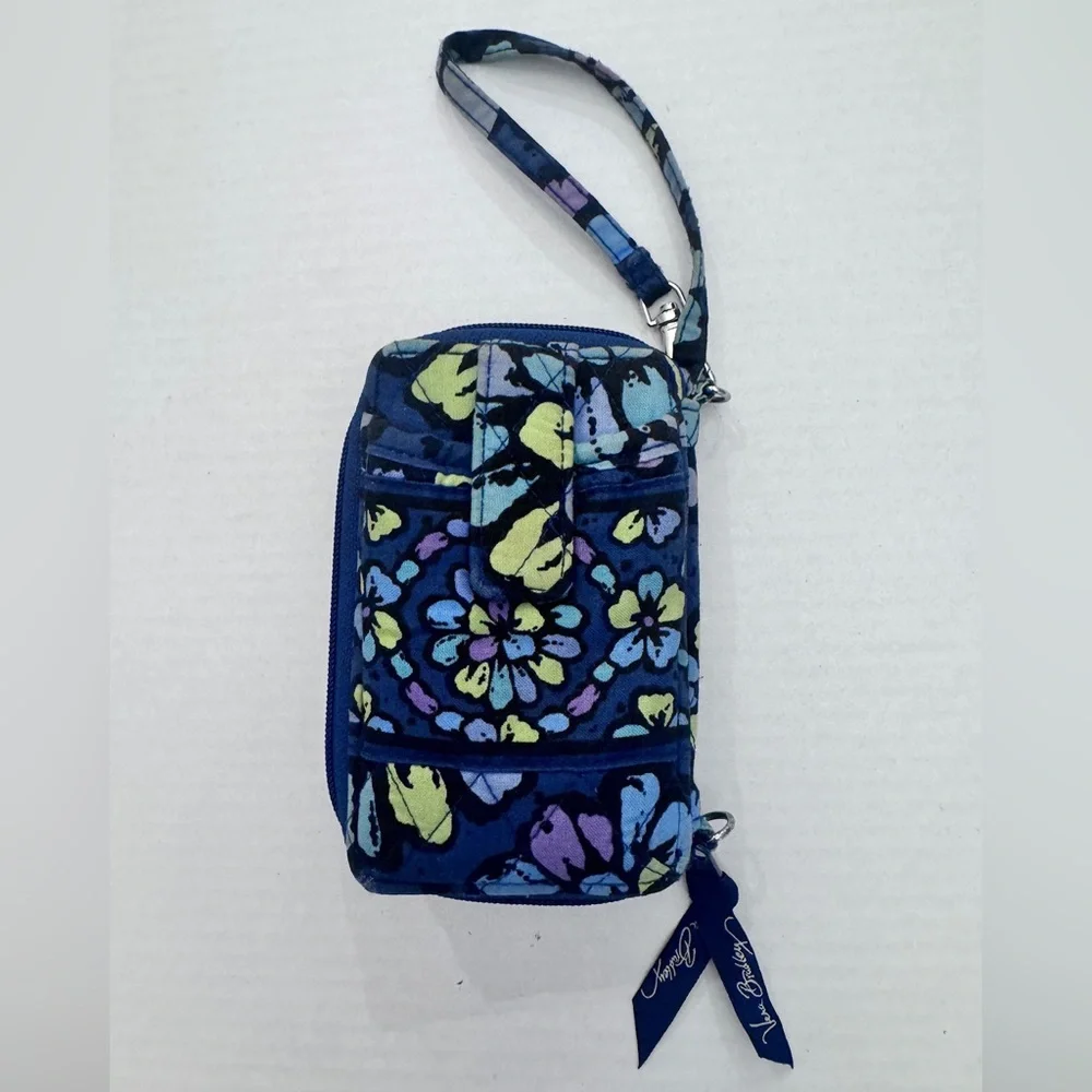 Vera Bradley Carry It All Wristlet Wallet Indigo Pop Retired Print Navy Floral